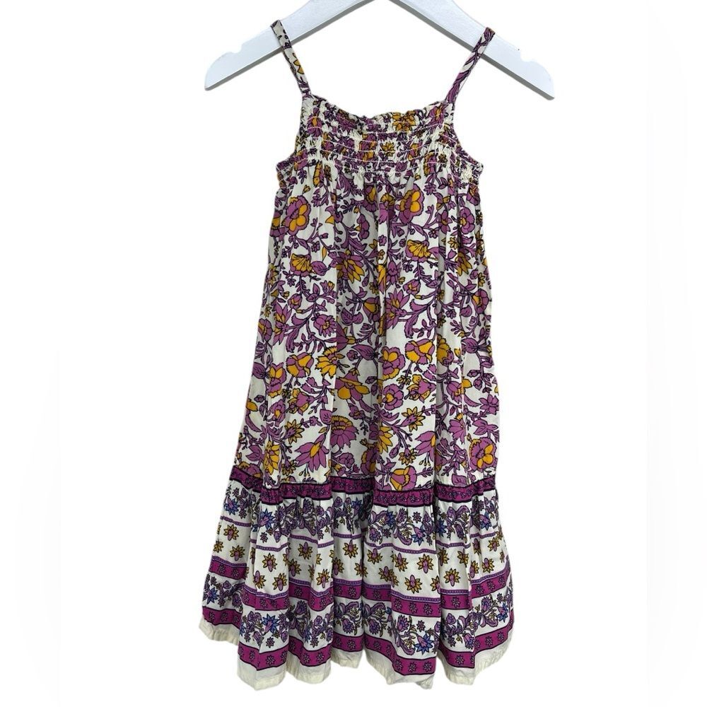 Old Navy Sleeveless Maxi Smocked Floral Cream Dress 12-18 Months